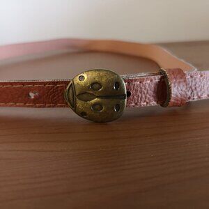 Antix PU leather brown belt with ladybug motif buckle